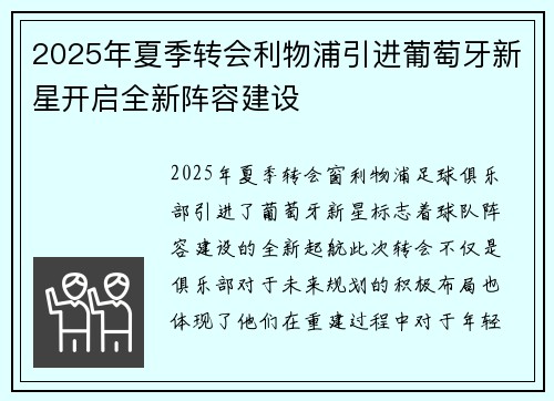 2025年夏季转会利物浦引进葡萄牙新星开启全新阵容建设